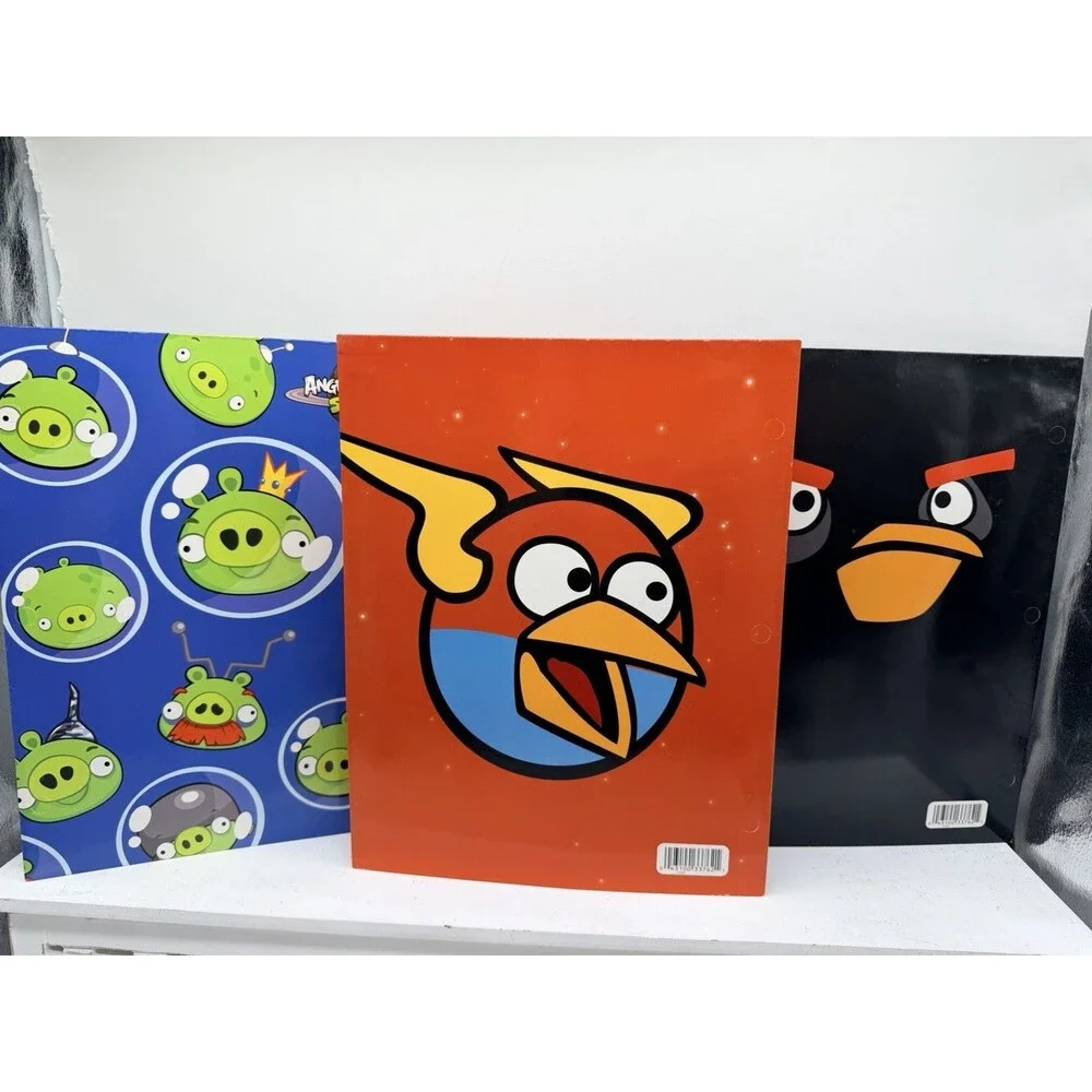 Lot Of 3 Mead Angry Birds Space 3 Ring Pocket Folders 12”x 9 3/8